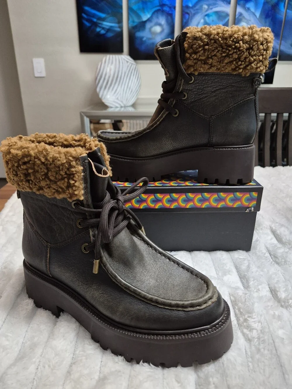 SAM EDELMAN ELARA LUG SOLE LEATHER BOOTIE WOMEN'S SZ 8 M BOOTS $180